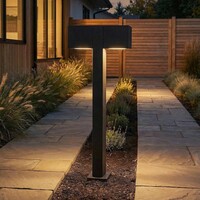 Stående utomhuslampa Simone med två lampor och kvadratiska huvuden - svart