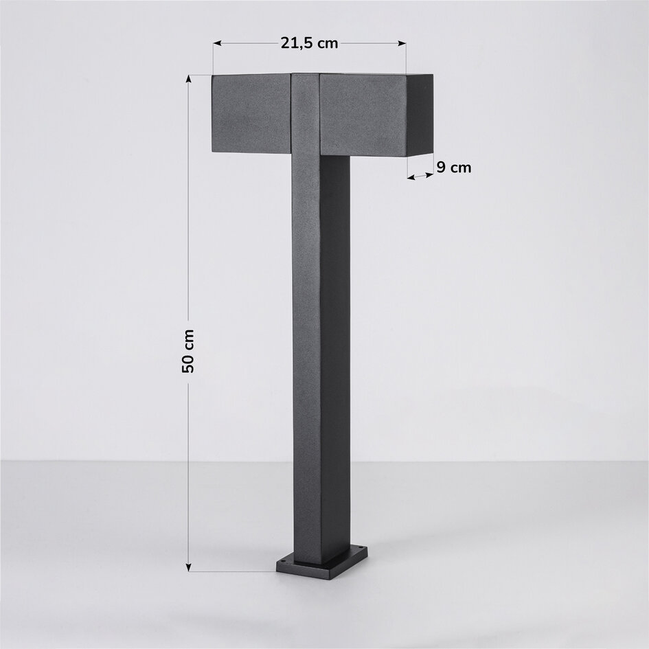 Stående utomhuslampa Simone med två lampor och kvadratiska huvuden - svart