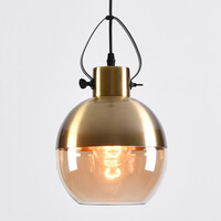 Pendellampa Laure - amberfärgat glas, klotformad art déco
