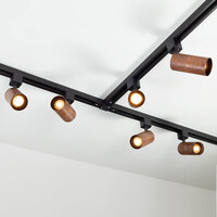 Set med 1-fas skensystem på 1,5 meter och Loek-spotlights, svart valnötsträutseende