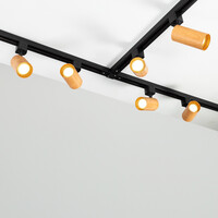 Set med 1-fas skensystem på 3 meter och Loek-spotlights, svart mahognyträutseende