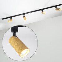 Set med 1-fas skensystem på 1,5 meter och Loek-spotlights, svart ekträutseende