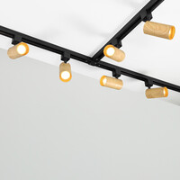 Set med 1-fas skensystem på 1,5 meter och Loek-spotlights, svart ekträutseende