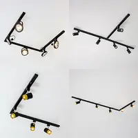 Set med 1-fas skensystem på 1,5 meter och Liam-spotlights, svart och guld
