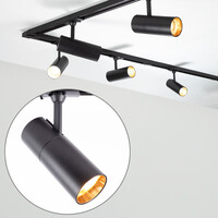 Set med 1-fas skensystem på 3 meter och Liam-spotlights, svart och guld