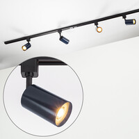 Set med 1-fas skensystem på 1,5 meter och Romain-spotlights, koboltblå