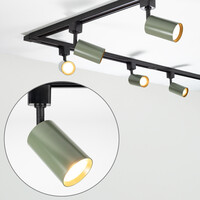 Set med 1-fas skensystem på 3 meter och Romain-spotlights, grågrön