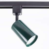 Set med 1-fas skensystem på 1,5 meter och Romain-spotlights, mossgrön