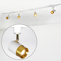 Set med 1-fas skensystem på 1,5 meter och Lexi-spotlights, vit och guld