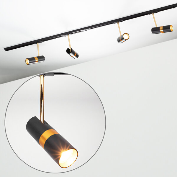Modernt 1-fas skensystem på 1,5 meter med Timeo spotlights - takspotlight