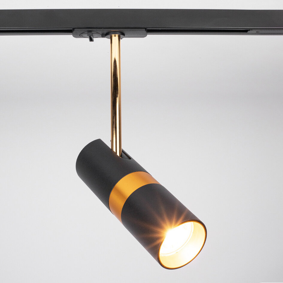 Set med 1-fas skensystem på 3 meter och Timeo-spotlights, svart och guld