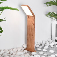 Stående utomhuslampa Francesco i mörkt träutseende - 50 cm med integrerad LED