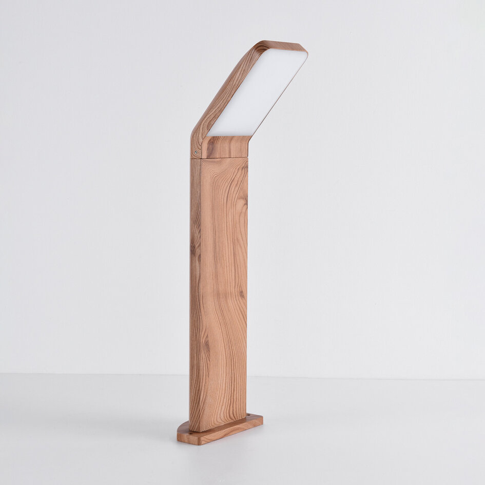 Stående utomhuslampa Francesco i mörkt träutseende - 50 cm med integrerad LED