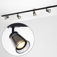 Set med 1-fas skensystem på 1,5 meter och Jula-spotlights, svart