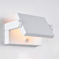 Justerbar utomhusvägglampa Berlin med sensor - vit med integrerad LED