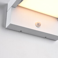 Justerbar utomhusvägglampa Berlin med sensor - vit med integrerad LED