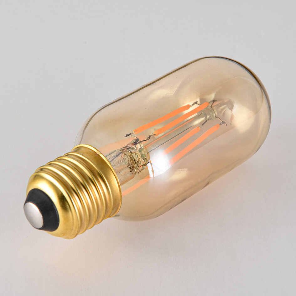 E27-rörlampa LED dimbar, amberfärgat glas 11 cm (2200K)