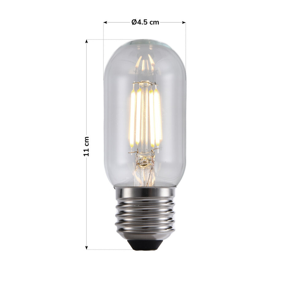 E27-rörlampa LED dimbar, klart glas 11 cm (2700K)