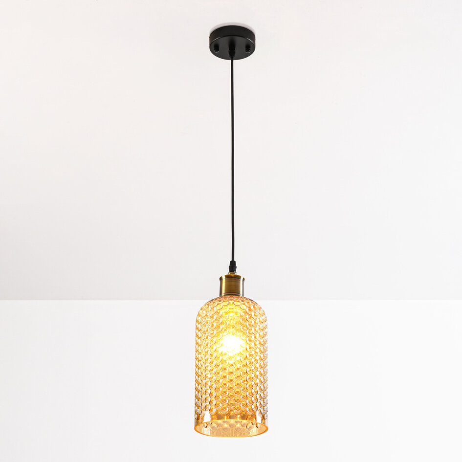 Pendellampa Lana - amberfärgat glas, avlång