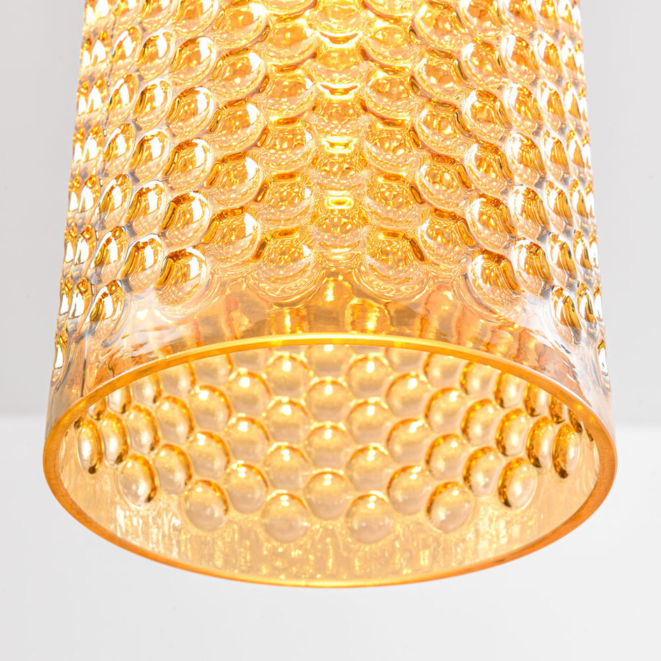 Pendellampa Lana - amberfärgat glas, avlång