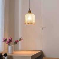 Pendellampa Lana - amberfärgat glas, klotformad