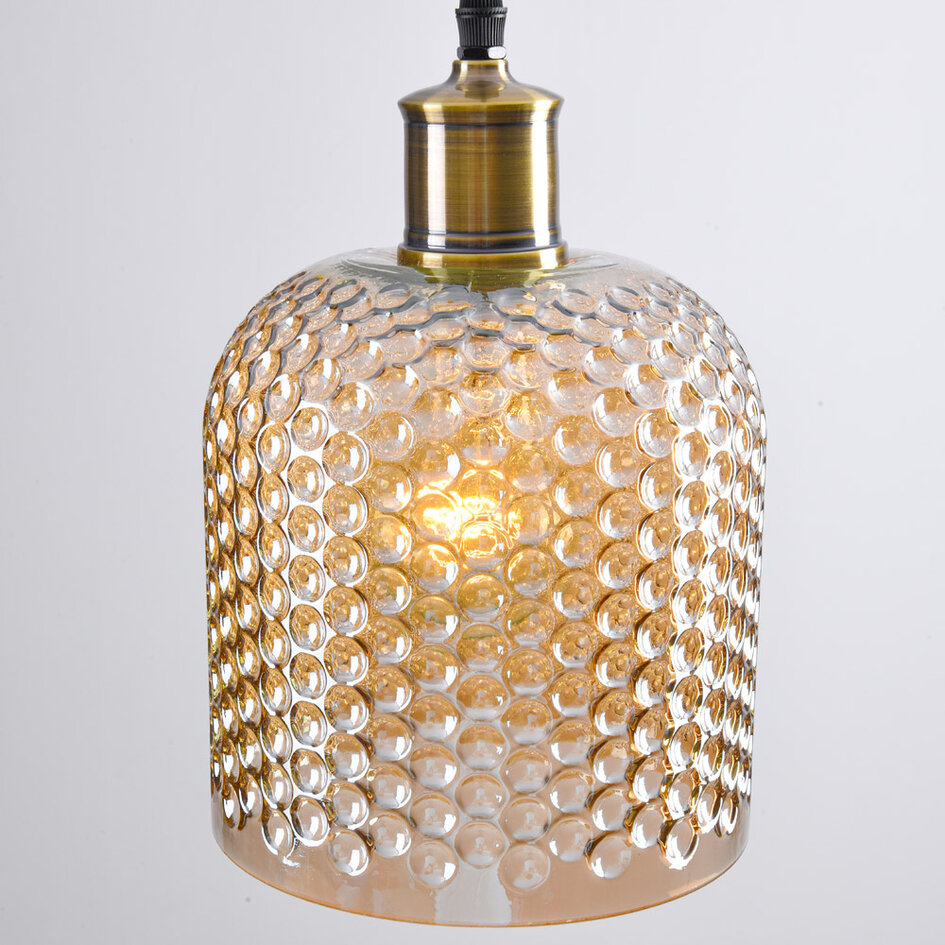 Pendellampa Lana - amberfärgat glas, klotformad