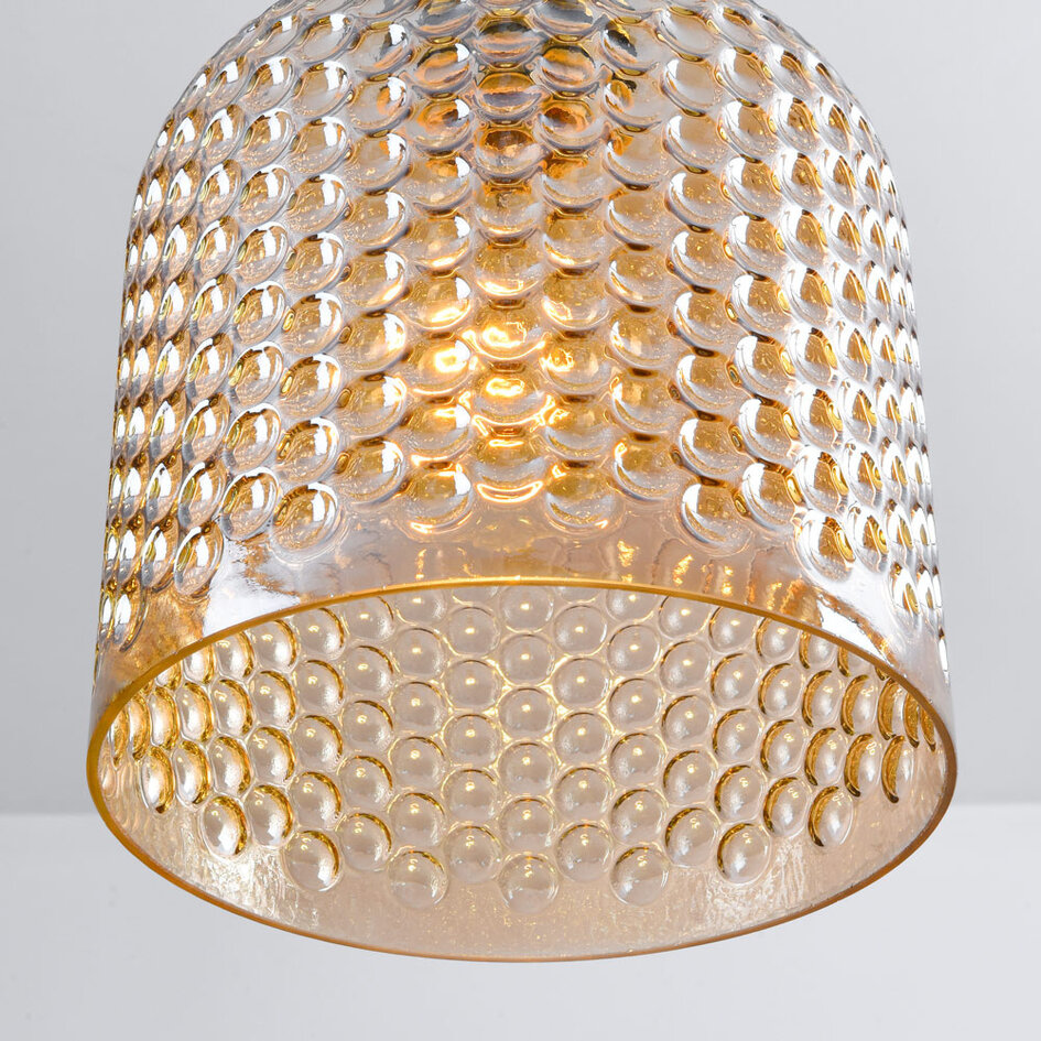 Pendellampa Lana - amberfärgat glas, klotformad