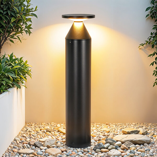 Svart stående utomhuslampa Ailo - 50 cm med integrerad LED