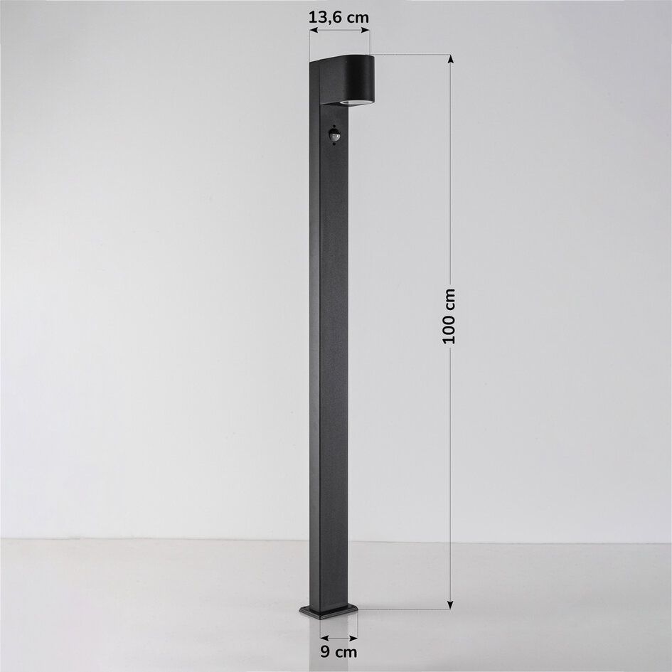 Stående utomhuslampa Simone med sensor - 100 cm antracit