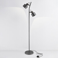Golvlampa William med två lampor i grått med vinkelbara spotlights