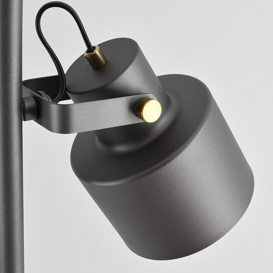 Golvlampa William med två lampor i grått med vinkelbara spotlights