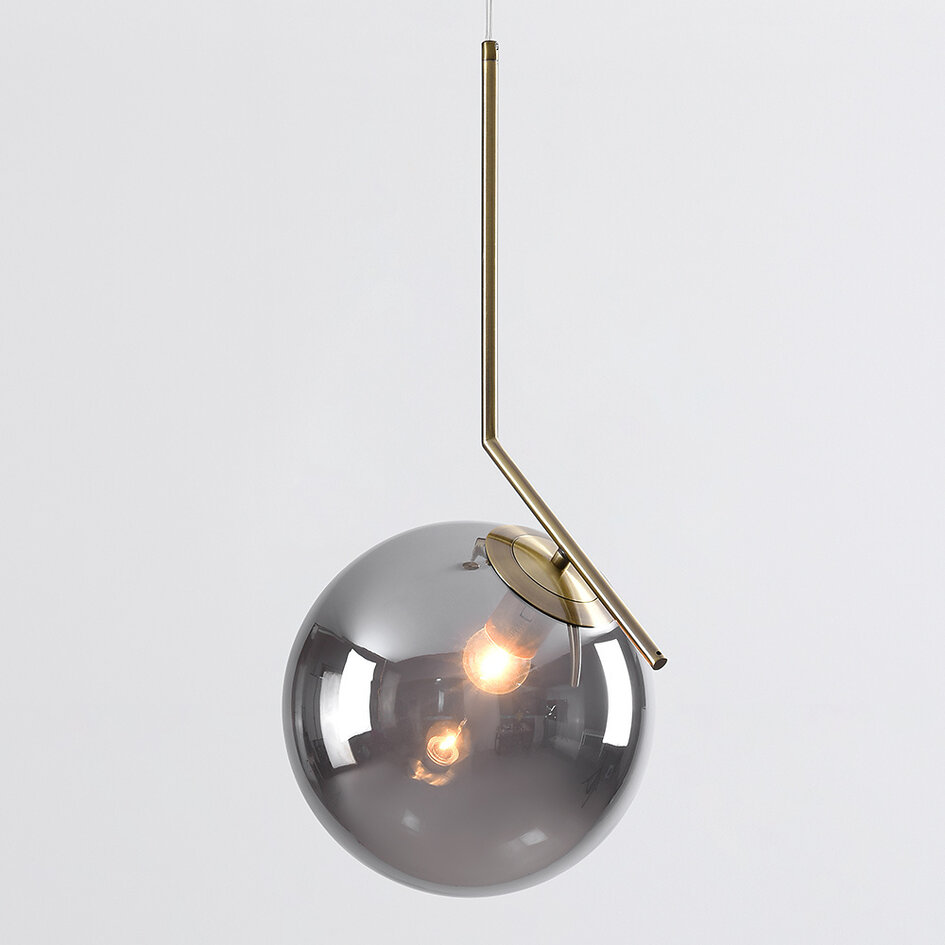 Pendellampa Roy - rökfärgat glas med spegeleffekt i guld