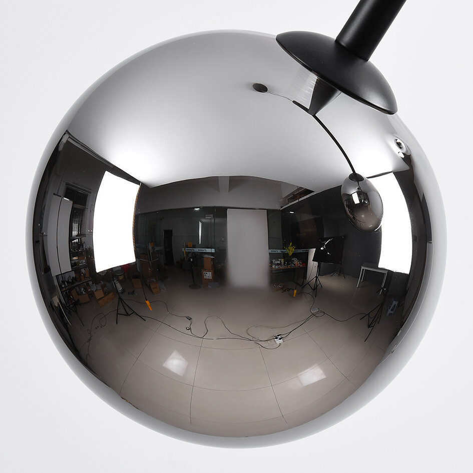 Asymmetrisk pendellampa Dexter med två lampor - rökfärgat glas med spegeleffekt i svart