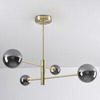 Taklampa Stiri med fyra lampor - rökfärgat glas i guld