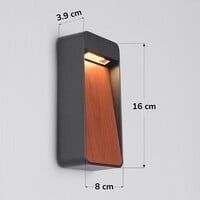 Utomhusvägglampa Fico i träutseende - antracit med integrerad LED
