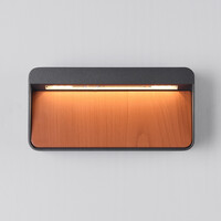 Utomhusvägglampa Primo i träutseende - antracit med integrerad LED
