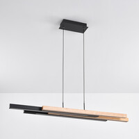 Design taklampa svart med ljust trä 3-stegs dimmer - Liana