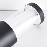 Stående utomhuslampa Leandre med mjölkvit kupa - 76 cm svart med integrerad LED