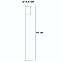 Stående utomhuslampa Leandre med mjölkvit kupa - 76 cm svart med integrerad LED
