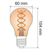 Ljusslinga med 4 watts lampor med DNA-spiral och bärnstensfärgat glas: dimbar option