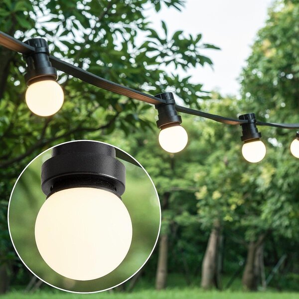 Ljusslinga med 2 watt dimbara LED-lampor med mjölkvit kåpa