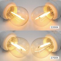 Ljusslinga med 1 watt LED filamentlampor, med vit ljusslinga