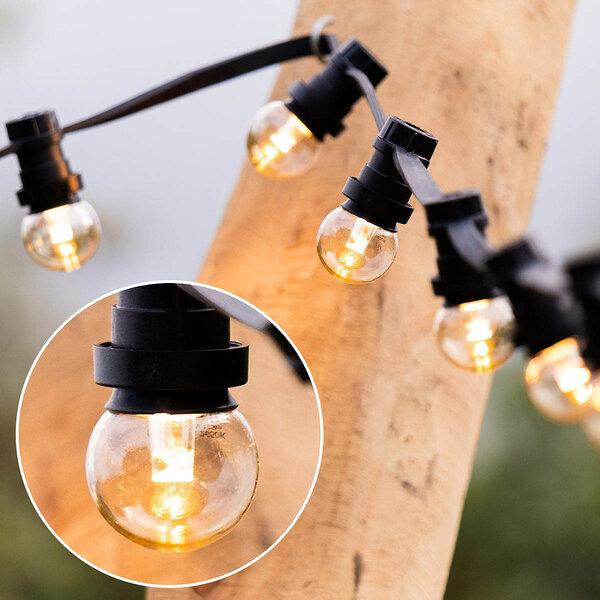Lampslinga med 2 watt dimbara LED-lampor med lins