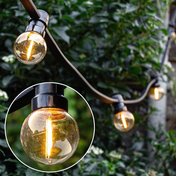 1W ljusslinga för utomhusbruk med filament LED-lampor - Dimbar option