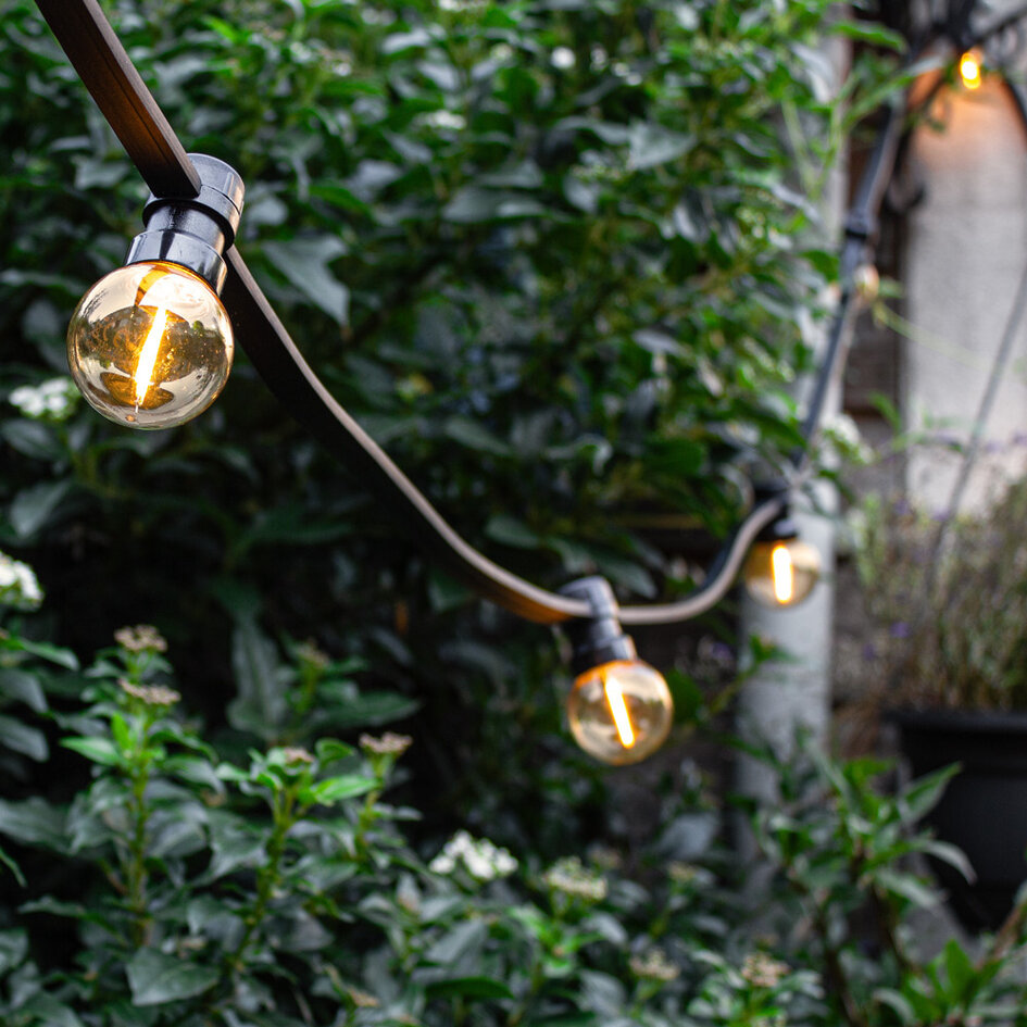 1W ljusslinga för utomhusbruk med filament LED-lampor - Dimbar option