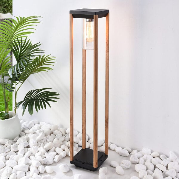 Stående utomhuslampa Paca i träutseende - 80 cm