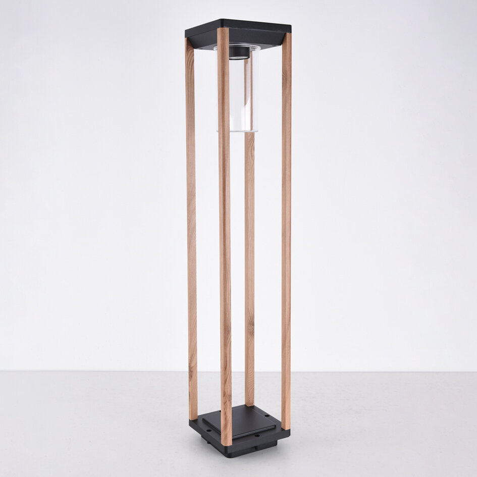 Stående utomhuslampa Paca i träutseende - 80 cm