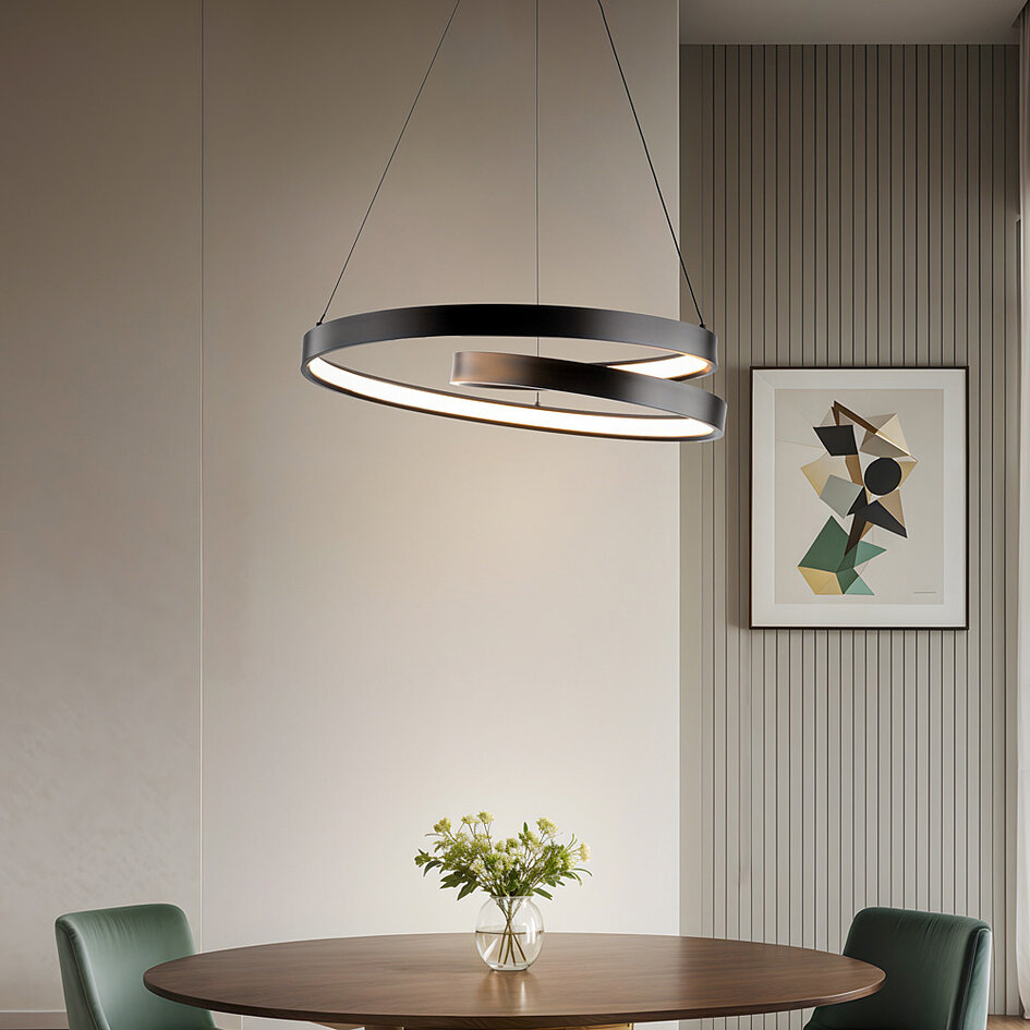 3-stegs dimbar pendellampa Espiral - spiralformad i mattsvart