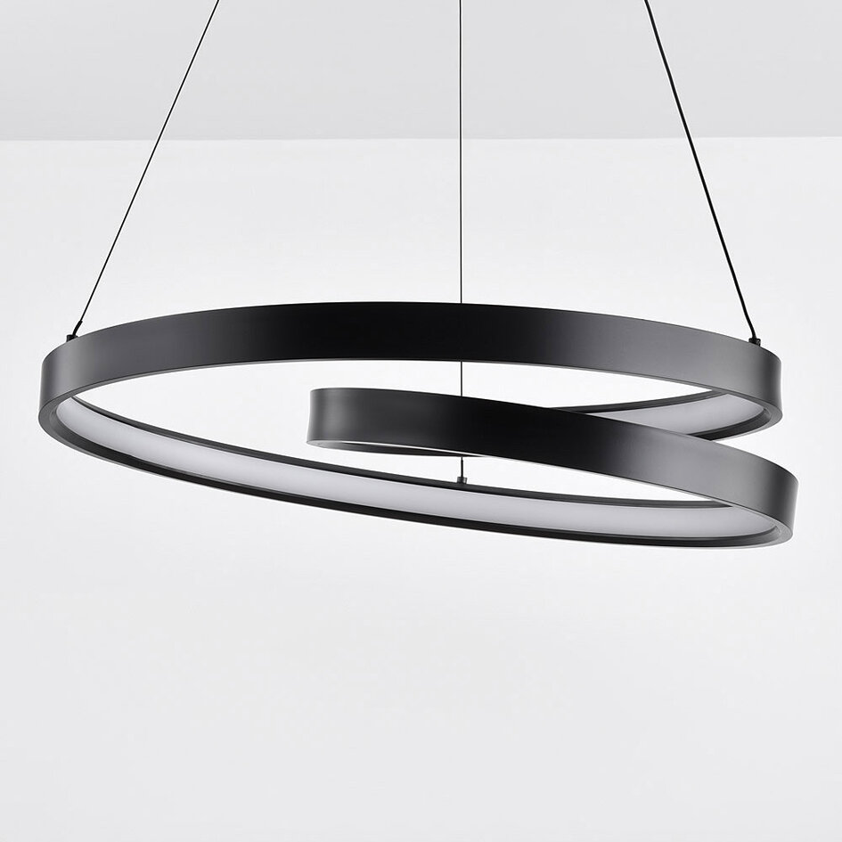 3-stegs dimbar pendellampa Espiral - spiralformad i mattsvart
