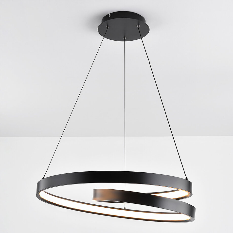 3-stegs dimbar pendellampa Espiral - spiralformad i mattsvart